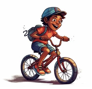 little boy whizzing on his bike stock image of clipart and images, in the style of color gradients, #vfxfriday, dark blue and maroon, bob clampett, saurabh jethani, relatable personality, yellow and navy