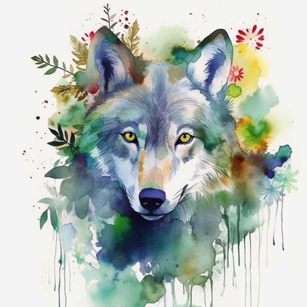 green wolf cliparts