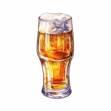 Beer Tasting Glass, full color, clipart, watercolor illustration, single object, high definition 8k, white background for removing background