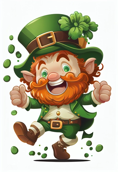 cartoon leprechaun, high resolution, celebration,cute, funny, clipart style, vector style, white background, transparent background