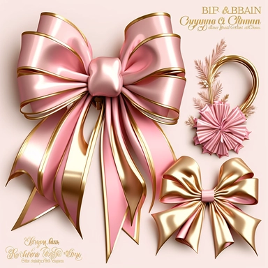 Pink Glam Ribbons and Bows Clipart - cute Christmas or birthday present gift png clip art graphics on white background