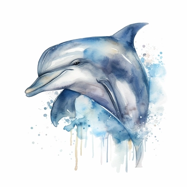 watercolor happy dolphin clipart, blue whale clipart , original hand drawing, style of the artwork, mood of the artwork, white background, 8K quality, ultra detailed , clipart, white background, High Quality, ultra detailed