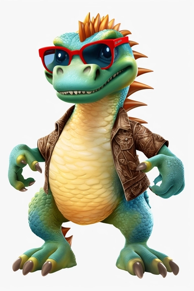 cool dragon clipart with feet cartoon, wearing sunglasses, with no background