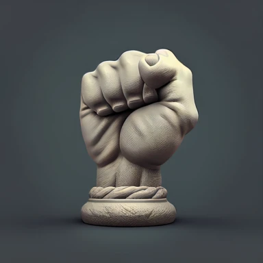 ancient Roman political support, closed fist, 3D icon, clipart