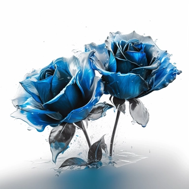 blue flame dipped blue Roses with blue magical effects and blue burning effects, clipart, hyper-realistic painting, airbrush art, richly layered, solid white background, minimalist background, in the style of ethereal illustrations, mende art, kimoicore, romantic emotivity, nouveau réalisme, rich and immersive, soft color, indigo blue and white, light black and grey