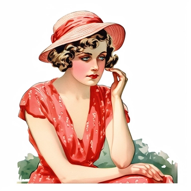 vintage 1920 woman looking disgusted Clipart Illustration, Chromolithograph, 1920s Illustration, Vintage, Chromolithograph, Colorful, Antique, Ephemera, Clipart, 8k, Isolated on white