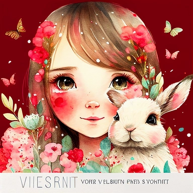 clipart, hand painted, watercolor, vectors, sharp focus, highly detailed, snow Rabbit reading book ,smile on the face,beautiful pink eyes,Chinese New Year, Bright Red, happy Celebration, bright background,Colorful Confetti behind, Cute, Cheerful, pixar style,dark red flowers in the air,bird's eye,--vr