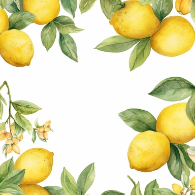 A banner design of watercolor lemons, hand painted clip art, botanical style, clipart images