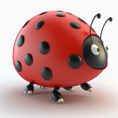 single animated lady bug for baby nursery, no leaves, white background, clipart