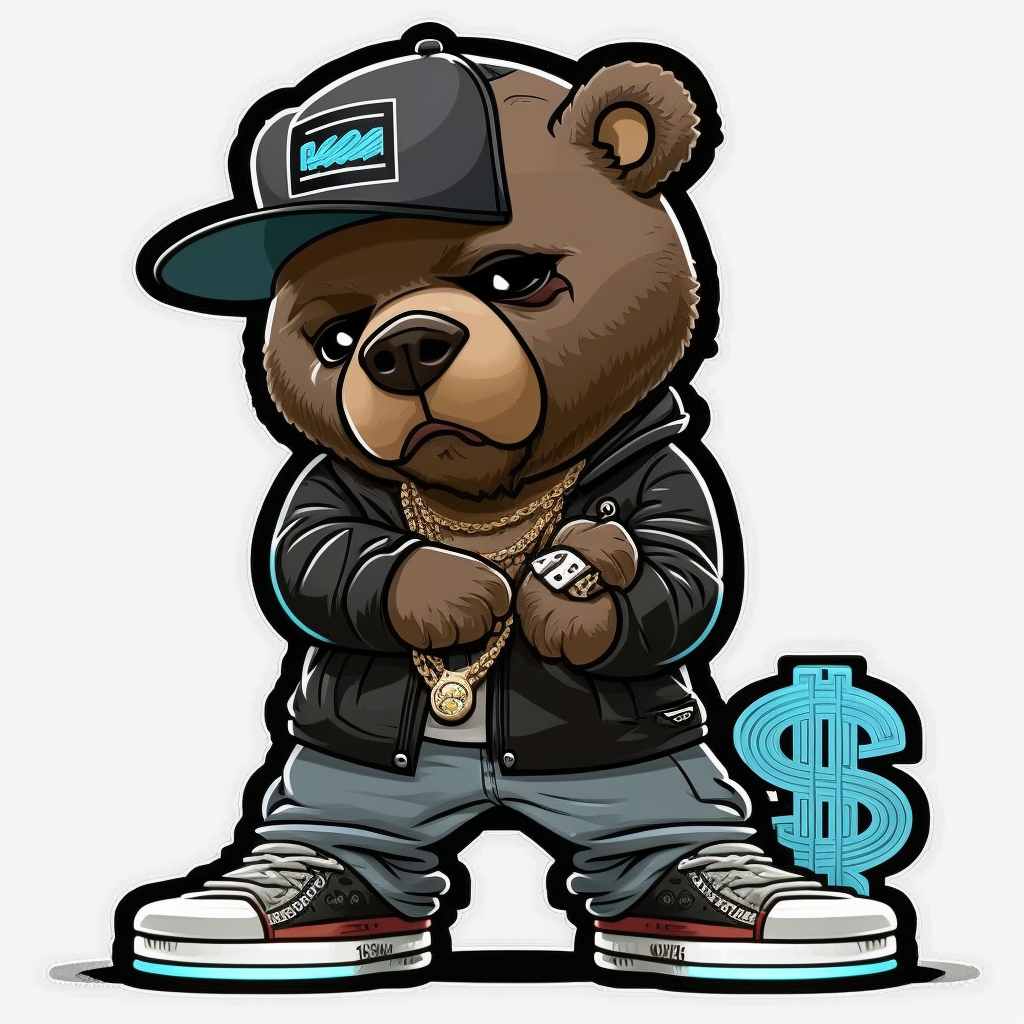 Clipart bear counting money hip hop vector sticker 8v logo - Clip Art ...