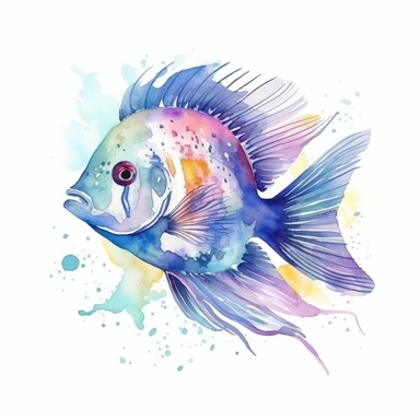 watercolor sea angel fish, different species clipart on a white background - <@412499770695745538> (relaxed) - <@412499770695745538> (Waiting to start)
