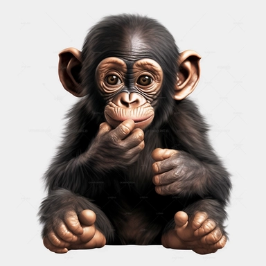 baby chimpanzee, cute, detailed, realistic, clipart