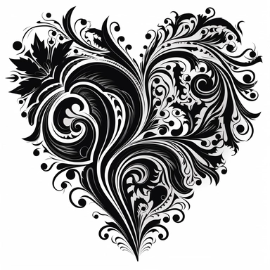 heart, black and white, clipart, love
