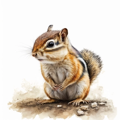 cute chipmunk cub full body watercolor clipart realistic