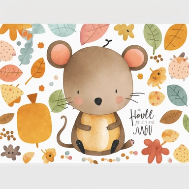 simplified clipart of mouse, simple shapes, no lines, no outlines, clipart, featured on dribble, cartoon animals clipart, minimalist, computer vector graphic design clip art, watercolor illustration clipart, watercolour clipart, watercolor illlustration for kids and children, book illustration, print on demand image, PNG tranparent background