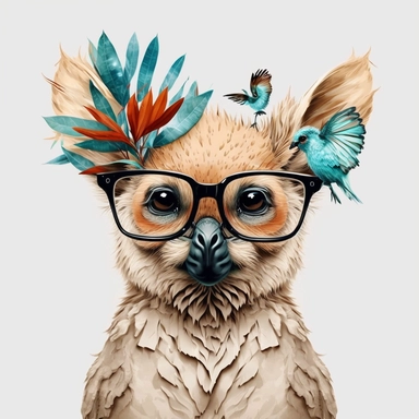 cure animals wearing glasses clipart