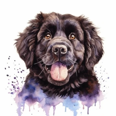 watercolor, Newfoundland, happy, puppy, clipart