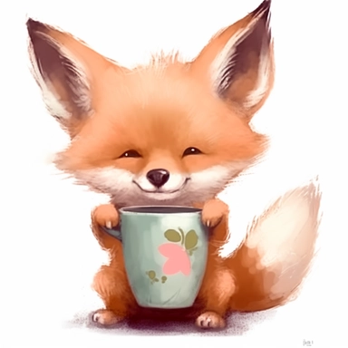 Cute red baby fox hold pink color mug clipart,relax expression,standing dynamic pose, front view, in the style of watercolor cartoon clipart, beatrix potter style, pixar style, high resolution, composition free space, pastel color scheme, soft and tender, watercolour clipart, watercolor illlustration for kids and children,isolated white background, clipart most popular on etsy, book illustration, featured on dribble,print on demand image, PNG tranparent background,detailed painting,composition m