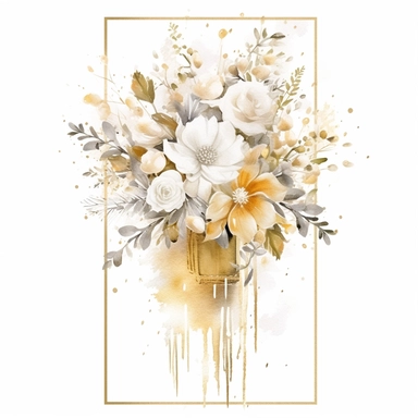 watercolour beautiful realistic white real floral wedding flower spray on gold rectangle tall frame stand realistic elegant wedding floral display stand with white glitter wedding flowers ,clip art graphics , PNG image,transparent background ,ultra highly detailed, 18k, sharp focus, bright photo with vibrant colours, digitally enhanced,photographic, enhanced graphics, png format, straight, sharp focus, bright lighting, intricate detailed png image ,high definition,300dpi,graphic clipart,computer