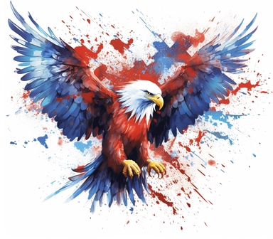 Create a bold and eye-catching clip art that showcases Freedom in patriotic colors, emphasizing the spirit of independence and liberty, white background, in the style of spray paint