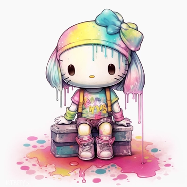 dirty garbage pale hello kitty skater girl slime rainbow clipart watercolor