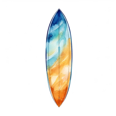 a minimal watercolor clipart of a surging board, white background