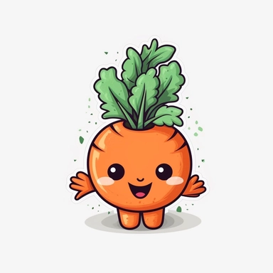 cute Carrot, happy and smiling, bold line, clipart, sticker, white background, no shadow, 8k detail
