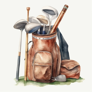 golf club, watercolor, clipart