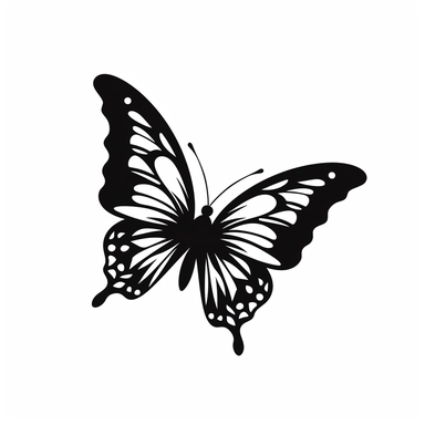 butterfly sideways profile in flight clip art simple black outline
