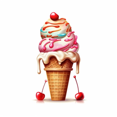 Ice cream Realistic Clipart, Logo Design, High Quality, White Background