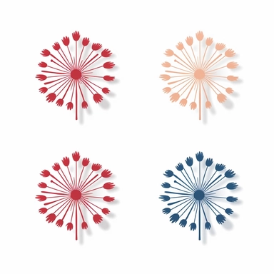 Die-Cut Clip art pack of 4th of July Fireworks Holiday Vector, illustration minimalism, simple, white background, white space