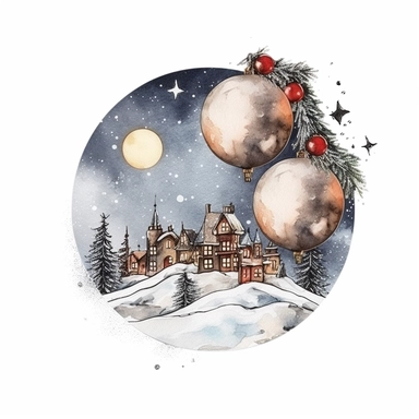 watercolor style, elegant christmas, clipart, isolated on white background, 4K