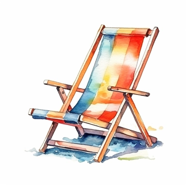 a Sun chair, watercolor style, clipart, white background
