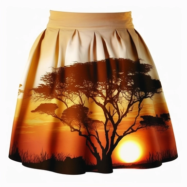 Printed Skirt With Photorealistic Rendeing Of A Beautful Sunset In Africa HD, Clipart, On A White Background