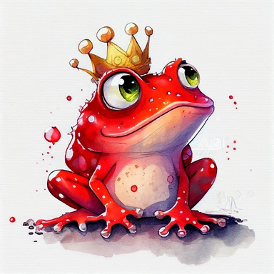 funny red rubby with diamond shine color, magic frog with funny dots, cartoon style, white background, black outside lines, designs, white background, watercolor pencil drawing, small details, digital art, clipart, super acurate, –testp, pixar,