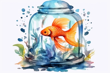 Watercolor, Aquariums, clipart, hd, on a white background, spaced out