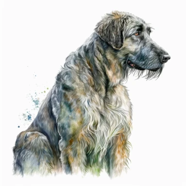 a watercolor art painting of a Irish Wolfhound, clipart, white background