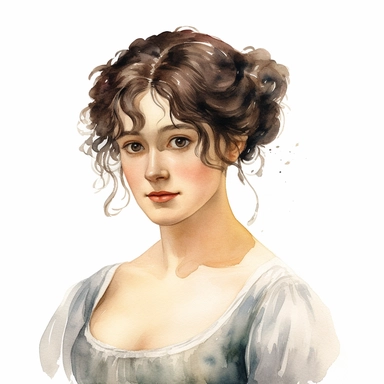 a watercolor portrait of Elizabeth Bennet in pride and prejudice clipart, white background