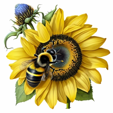 sunflower and bumble bee clip art