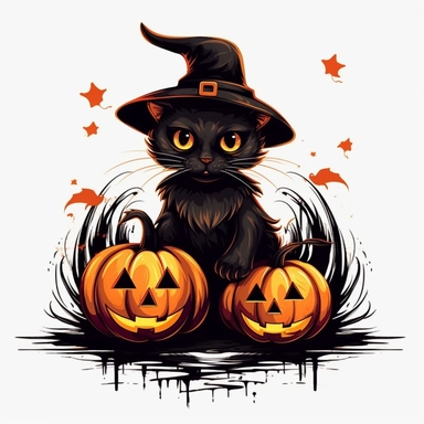 halloween cat clipart vector png white background