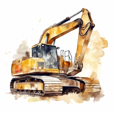 Construction Vehicle clipart on a white background, watercolor