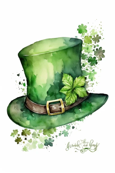 cute watercolor leprechaun hat, Amish hat, clipart, saint Patrick's day style, white background