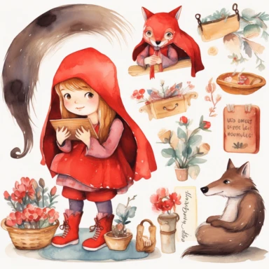 watercolor little Red Riding Hood clipart