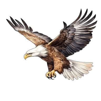 Eagle clip art, full body, solid white background, 8k, sharp outlines