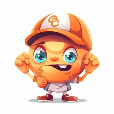 fantasy happy cute baseball player mamal face, cartoon, clipart, mascot, isolated on white background