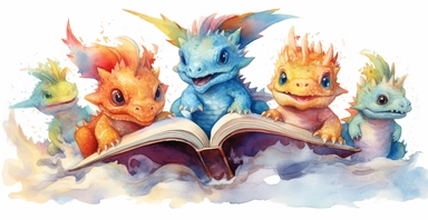 Adorable open watercolour book, cute baby dragons flying out, vivid colours, watercolor clipart, white background, I can’t believe how beautiful this is
