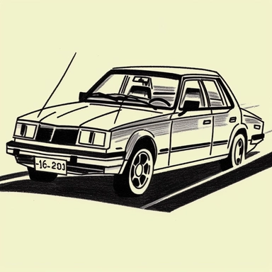 an old 80's style car side veiw 3d handraw clipart style easy draw simplist black and white vector simple doodle very with thick lines