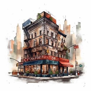 clipart de cafeteria de nueva york, acuarela, 16k, hiper minimalista, megapixel, full color, super detailed,insanely detailed and intricate, ultra detallado