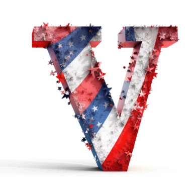 letter V, 4th July, American holiday, clipart, white background