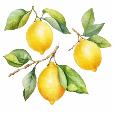 A banner of Watercolor Lemons, , Hand-painted clip art, Botanical, Digital files, lemons on Branches Blossom, clipart images